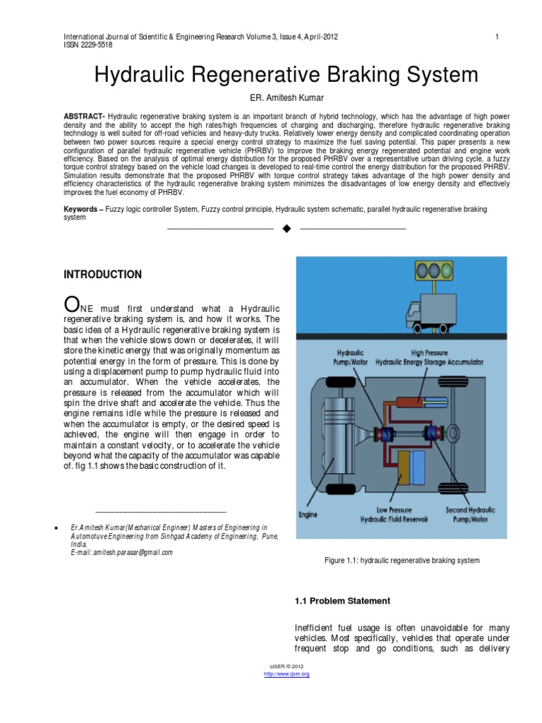 Hydraulic Regenerative Braking System PDF | PDF | Brake | Hybrid Vehicle