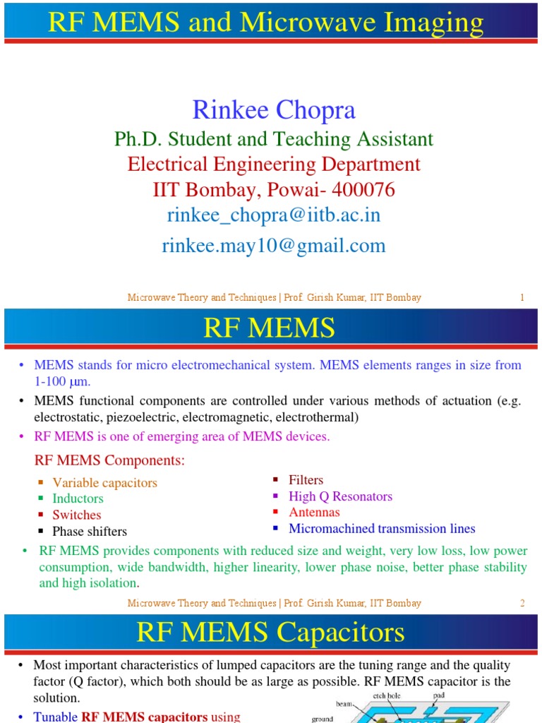 RF MEMS & Microwave Imaging Guide | PDF | Inductor | Information And ...