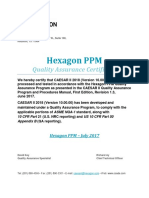Hexagon PPM: Quality Assurance Certificate