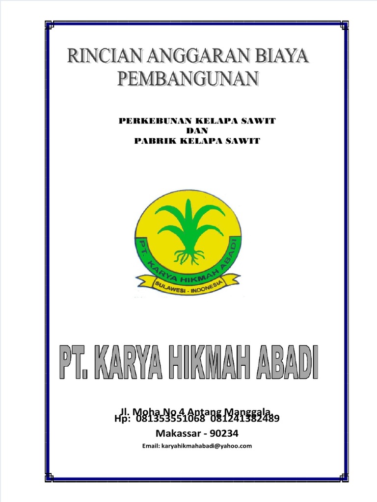 RAB Pembangunan Pabrik Kelapa Sawit | PDF | Teknologi & Rekayasa