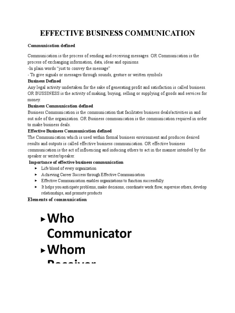 Effective Business Communication Defined | PDF | Human Communication ...