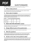 Questionnaire: 1. Write A Study Protocol