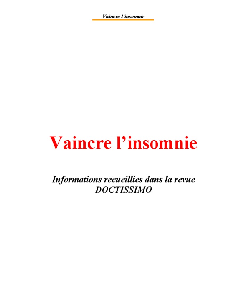 Comprendre et vaincre l'insomnie | PDF | Insomnie | Sommeil