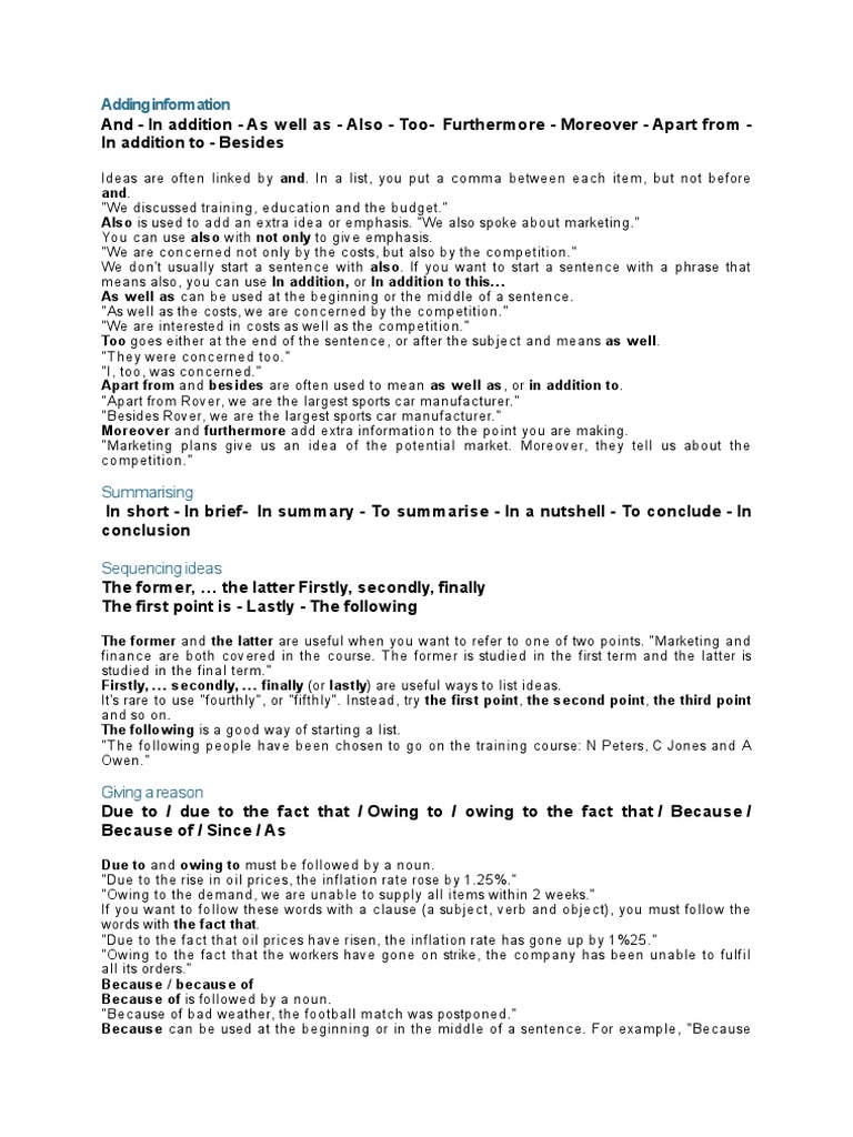 Linking Words Logic and Time PDF | PDF