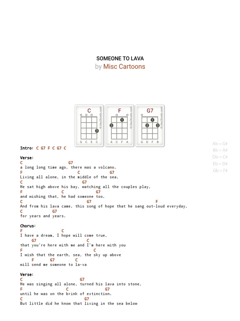 Someone To Lava On Ukulele by Misc Cartoons UkuTabs PDF Song