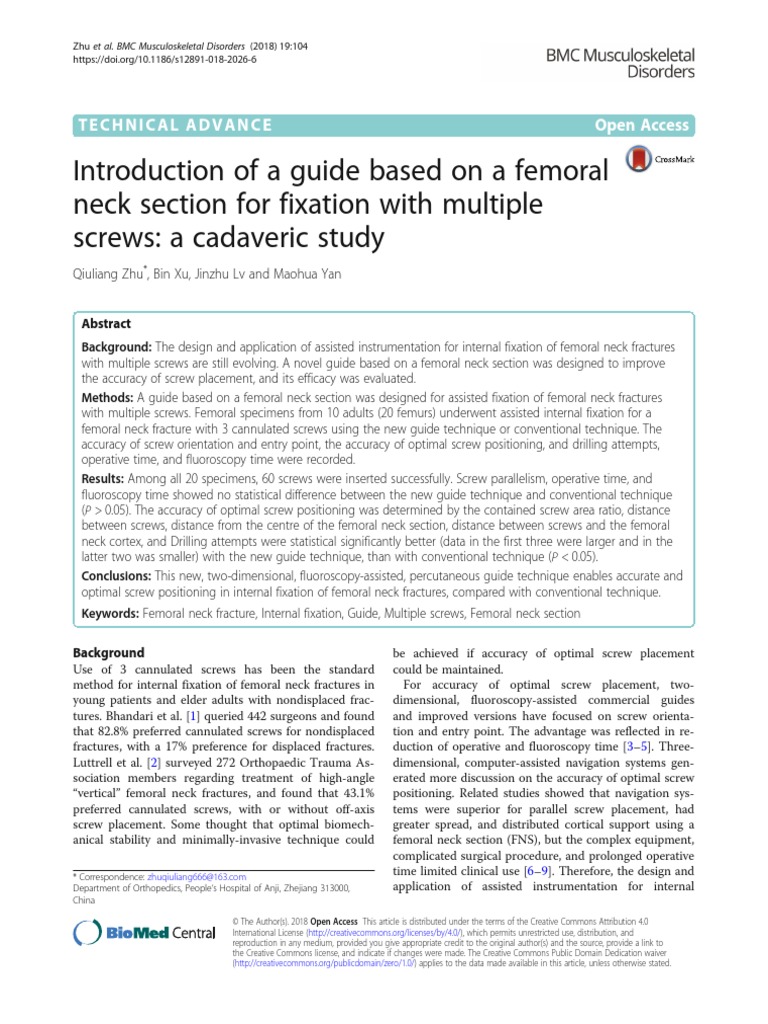 Introduction of A Guide Based On A Femoral Neck Se PDF | PDF ...