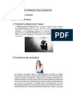 Principales trastornos psicológicos: depresión, ansiedad, bipolaridad, demencia, TDAH, esquizofrenia, TOC, autismo y TEPT