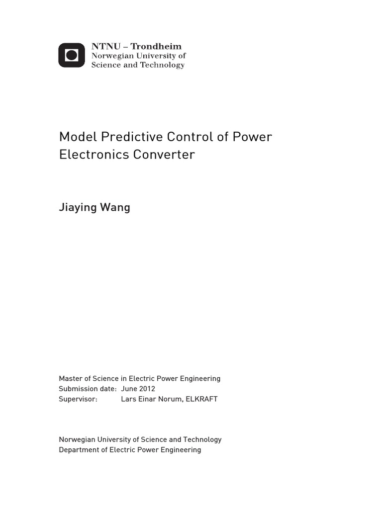 Model Predictive Control of Power Electronics Converter: Jiaying Wang ...