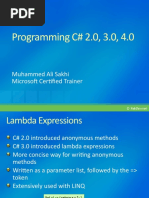 Programming C# 2.0, 3.0, 4.0: Muhammed Ali Sakhi Microsoft Certified Trainer