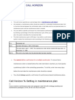 Call Horizon % Setting in Maintenance Plan