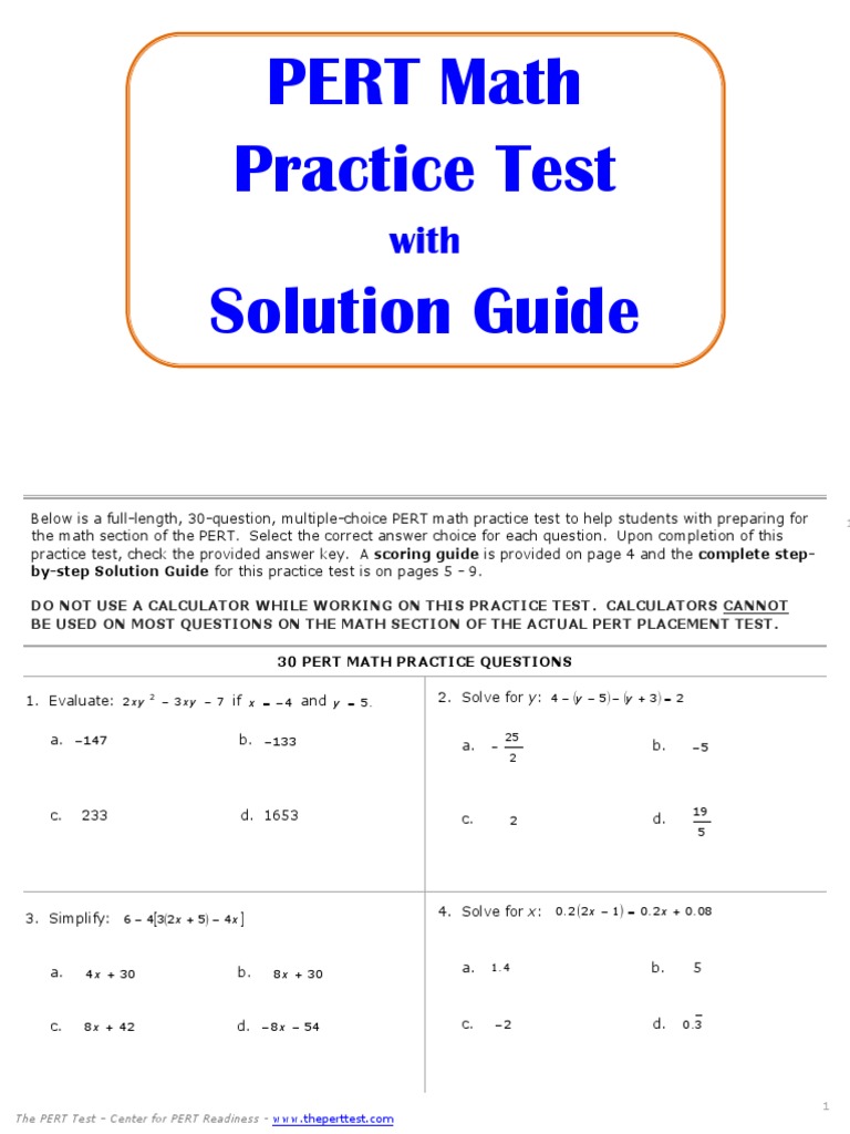 Pert Math Practice Packet) PDF Multiplication
