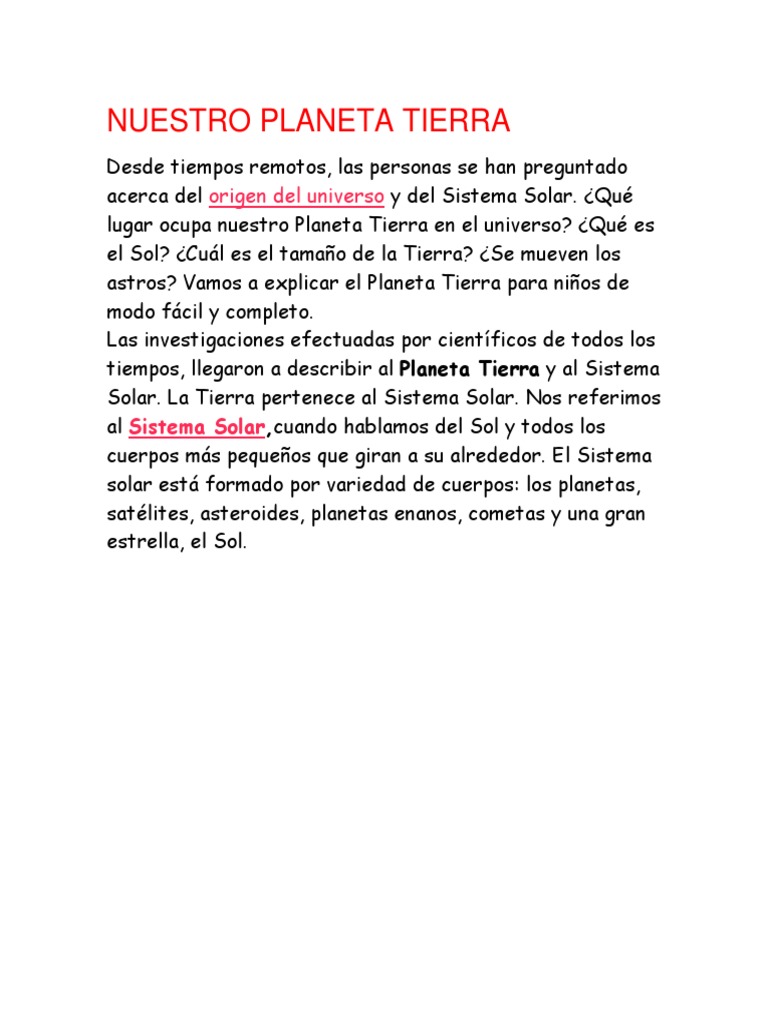 Planeta Tierra: Guía para Niños | PDF | Tierra | Estructura de la tierra