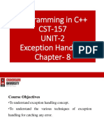 Programming in C++ CST-157 UNIT-2 Exception Handling Chapter-8