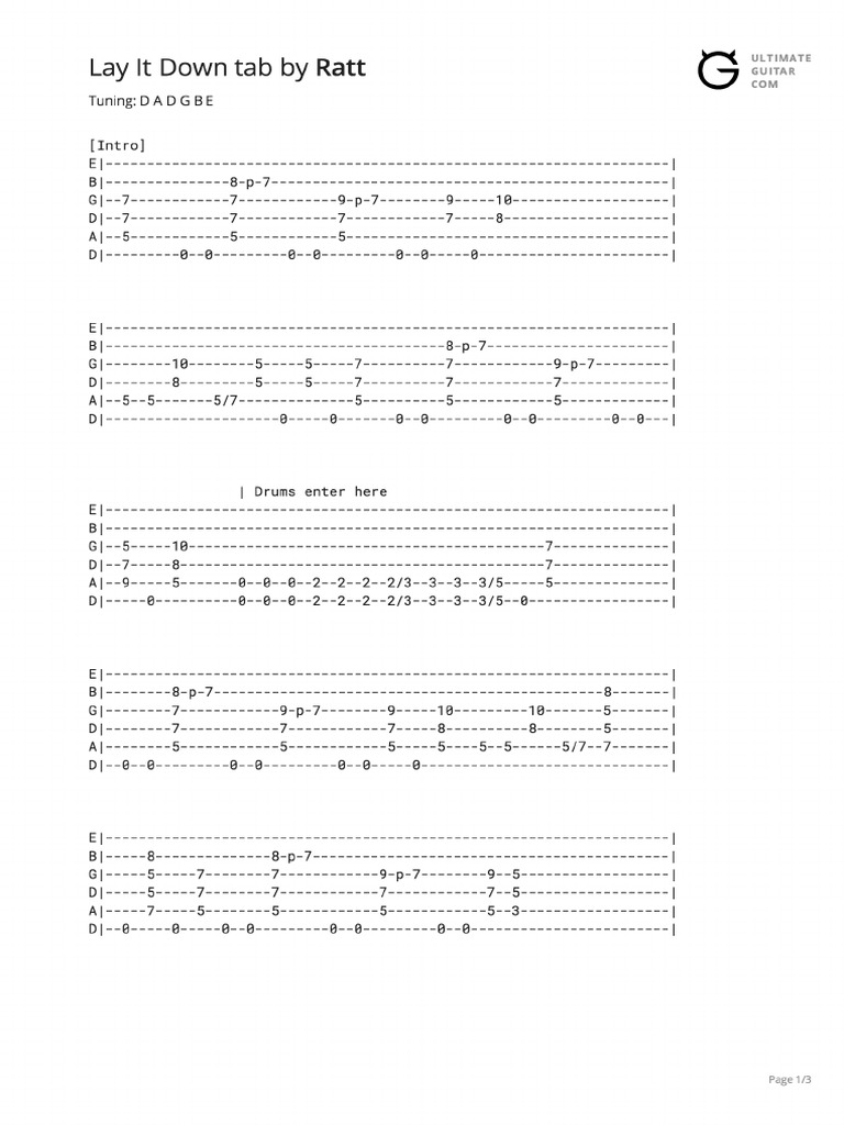 Lay It Down Ratt PDF