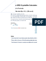 Simple XRD Crystallite Calculator: Scherrer's Formula: Crystallite Size DP K