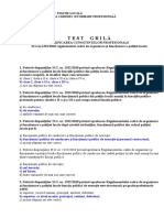 TEST GRILĂ VERIFICAREA CUNOȘTINȚELOR PROFESIONALE Legea nr.17/1996 Modificată Prin Legea nr.295/2004 Și Legea nr.180/2016 Privind Regimul Armelor de Foc Și Al Munițiilor