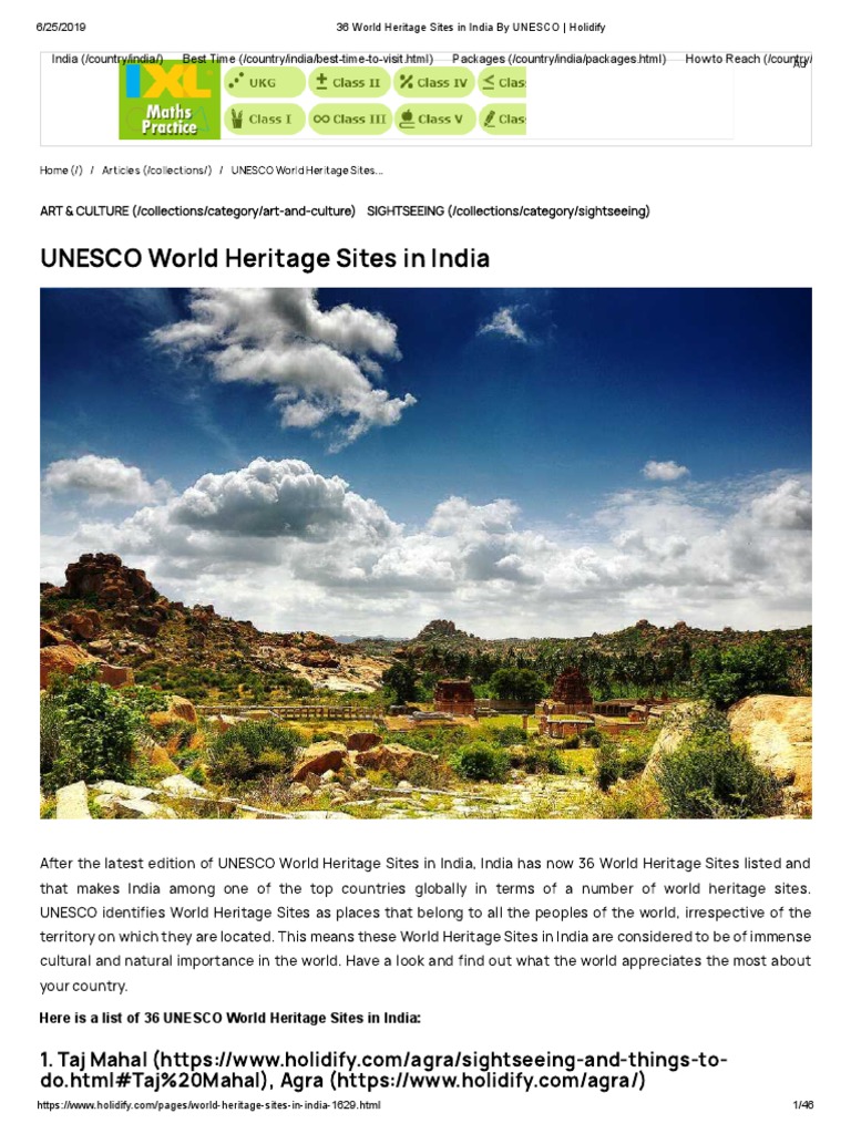 36 World Heritage Sites in India by UNESCO - Holidify | PDF