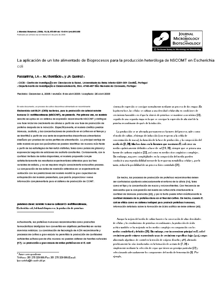 Cinetica (Ecuaciones) E. Coli - En.español | PDF | ADN recombinante ...