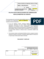 PLT-SST-010 Política de No Uso de Equipos de Comunicación Moviles Mientras Se Conduce