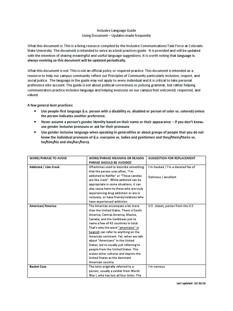 Inclusive Language Best Practices Guide | PDF | Gender | Gender Studies