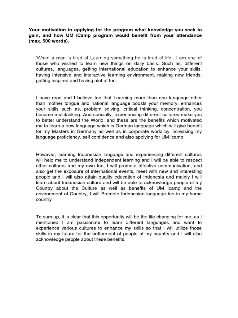 Essay 1 | PDF | Motivation | Motivational