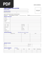 Employment Application: Personal Particulars