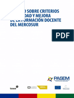 sobre los criterios de mejora en la formación docente del mercosur