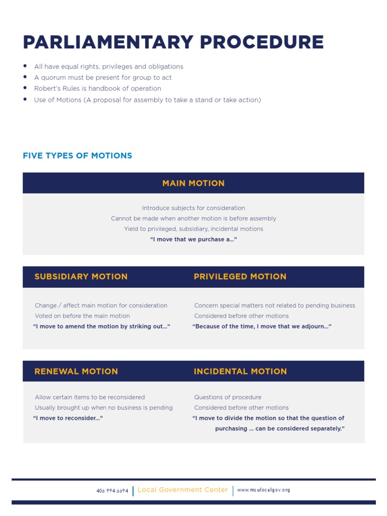Parliamentary Procedure and Roberts Rules | PDF | Political Law | Group ...