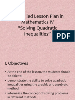 Lesson Plan in Quadratic Inequalities