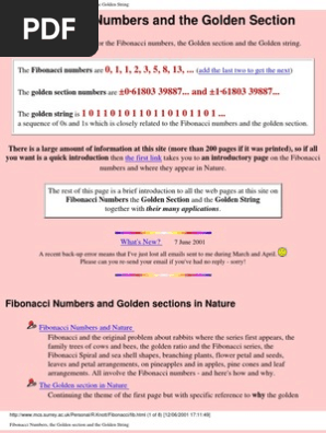 Fibonacci Numbers and The Golden Section | PDF | Business