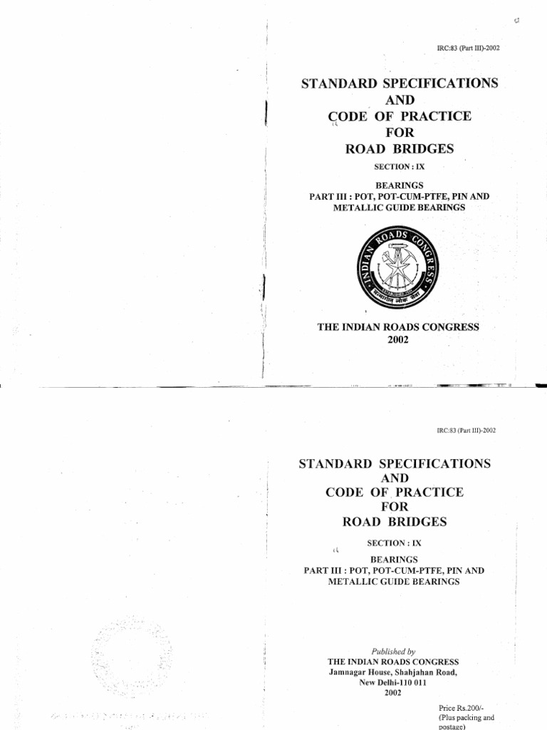 IRC:83 Part III - Bearings Standards | PDF | Stress (Mechanics) | Screw