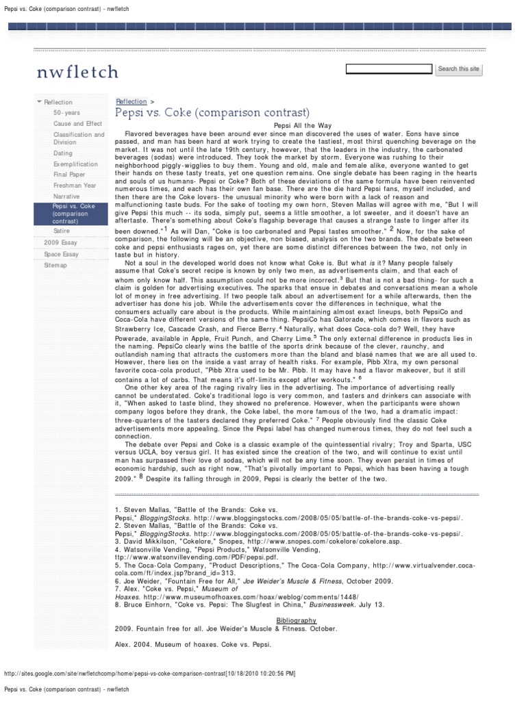 Pepsi vs coke essay examples image