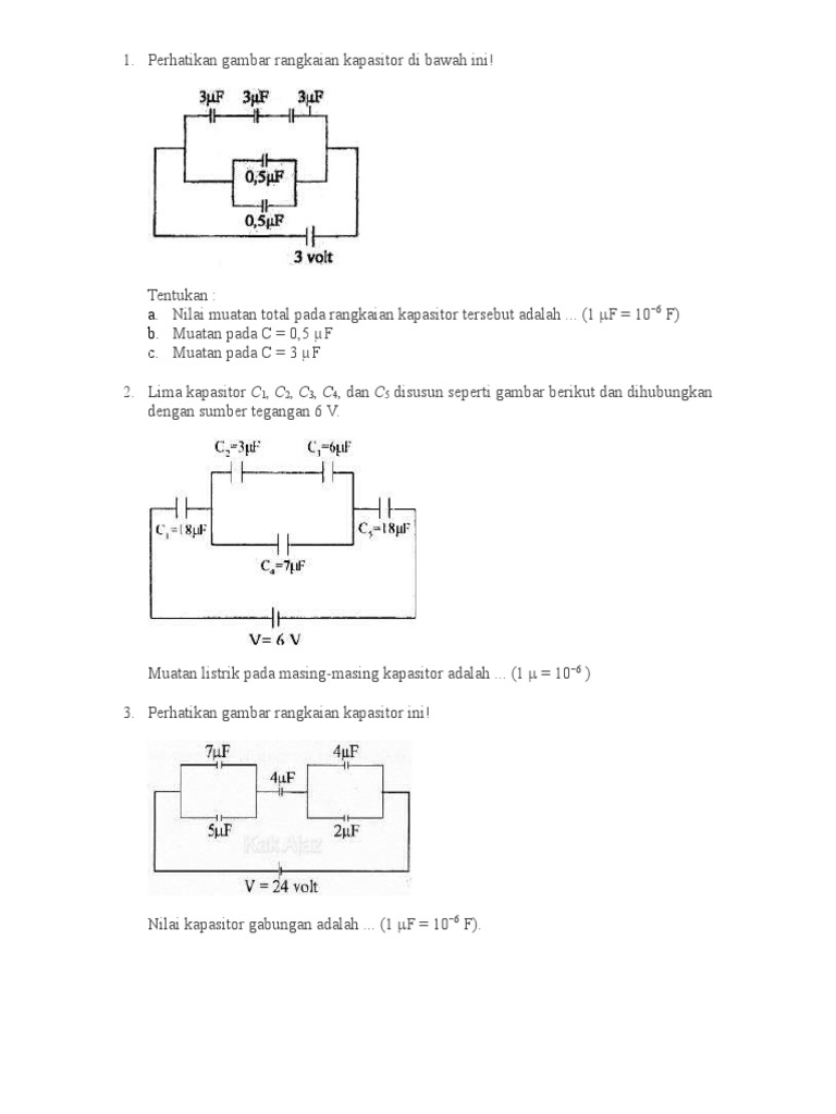 Nilai Muatan Total Pada Rangkaian Kapasitor Tersebut