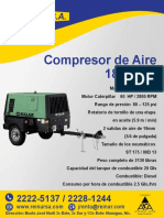 Compresor de aire industrial Sullair 185 CFM 60 HP diesel