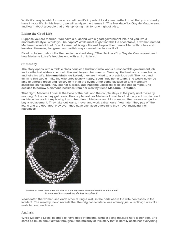 Summary The Necklace | PDF