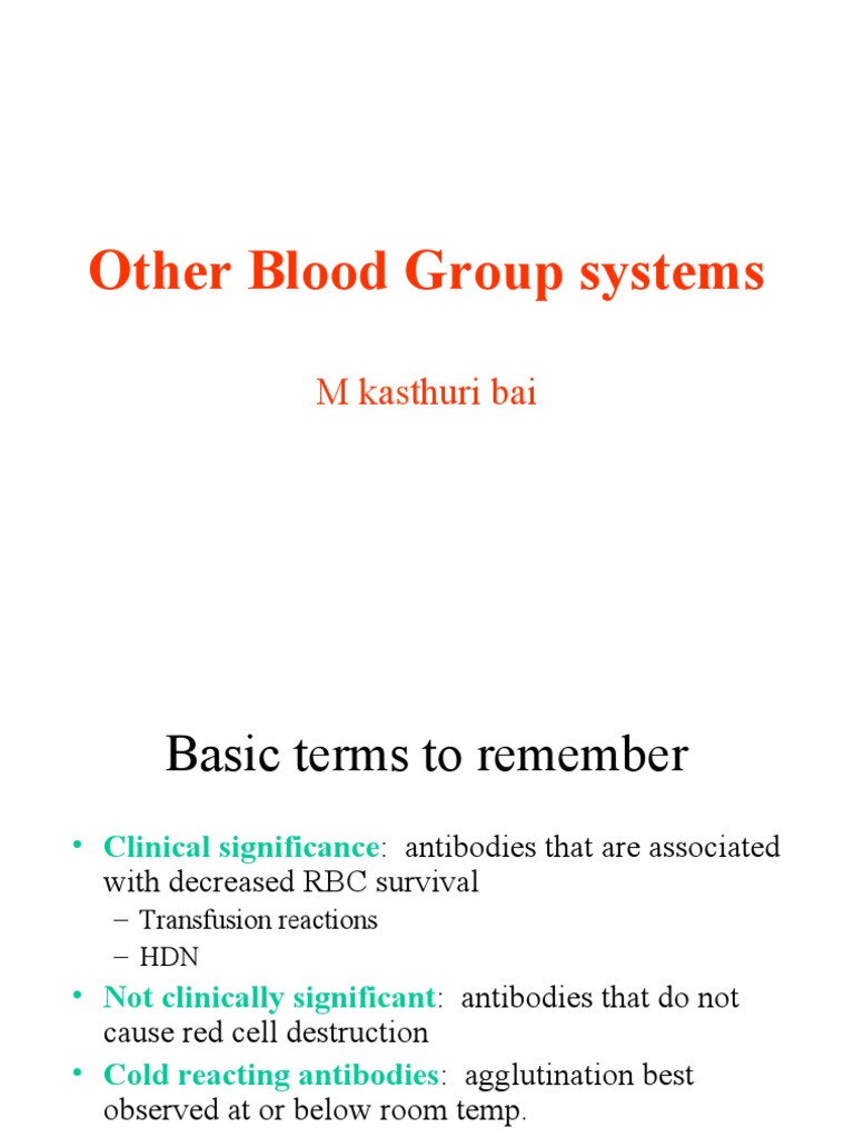 Overview of Blood Group Systems | PDF | Blood Type | Blood