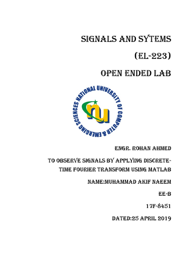 Muhammad Akif Naeem Open Ended Lab Signals and System | PDF | Applied ...