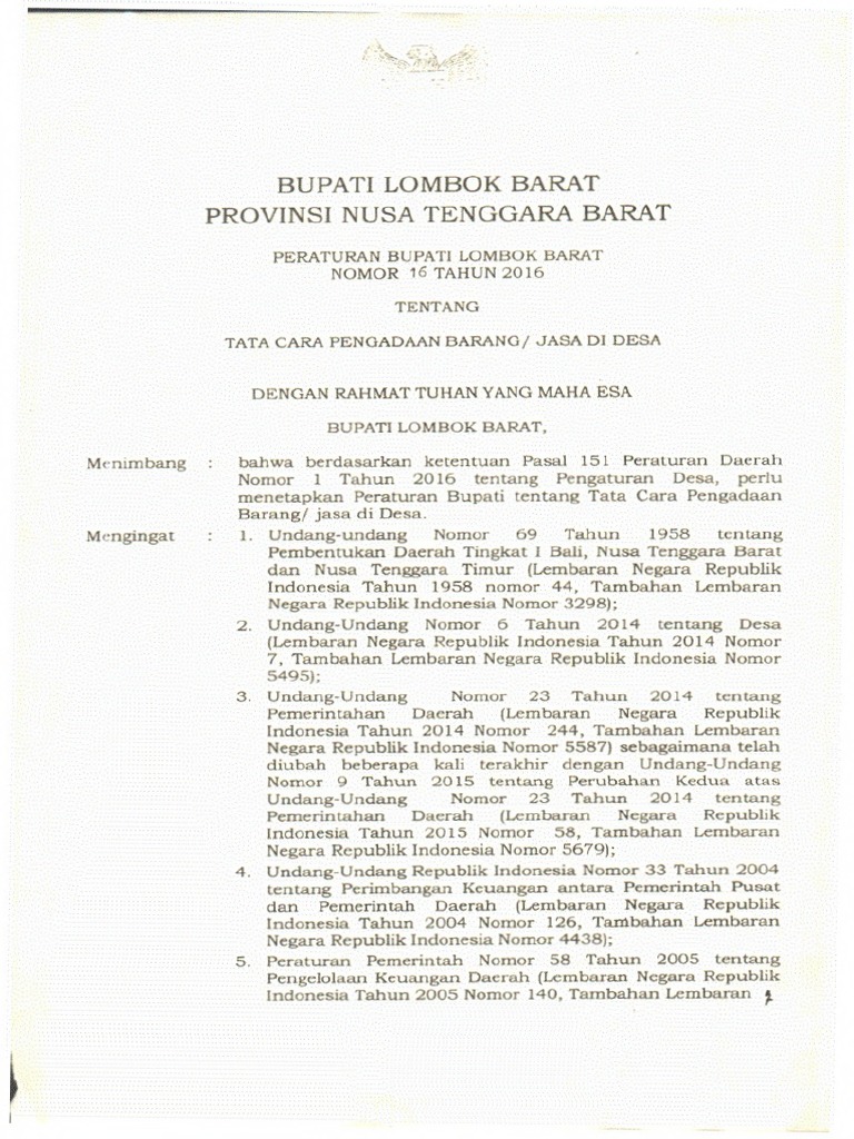 Tata Cara Pengadaan Barang di Desa | PDF