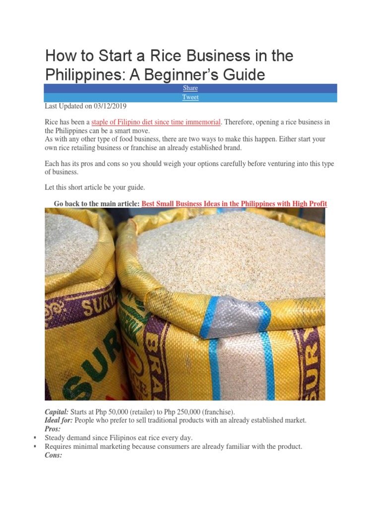 rice business plan philippines