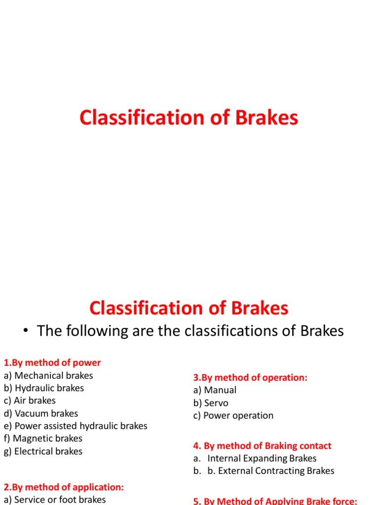 5 Classification of Brakes 160217042825 PDF Brake Vehicle Parts