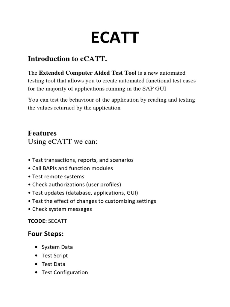 Introduction To eCATT | PDF | Database Transaction | Microsoft Excel