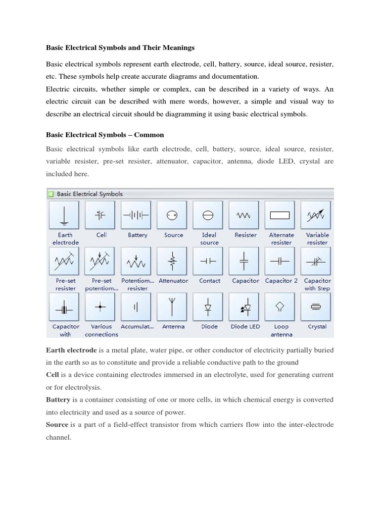 Basic Electrical Symbols and Their Meanings | PDF | Field Effect ...