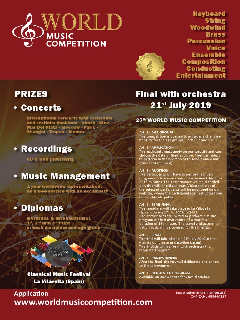 World Music Competition 2019 Details | PDF | Orchestras | Entertainment