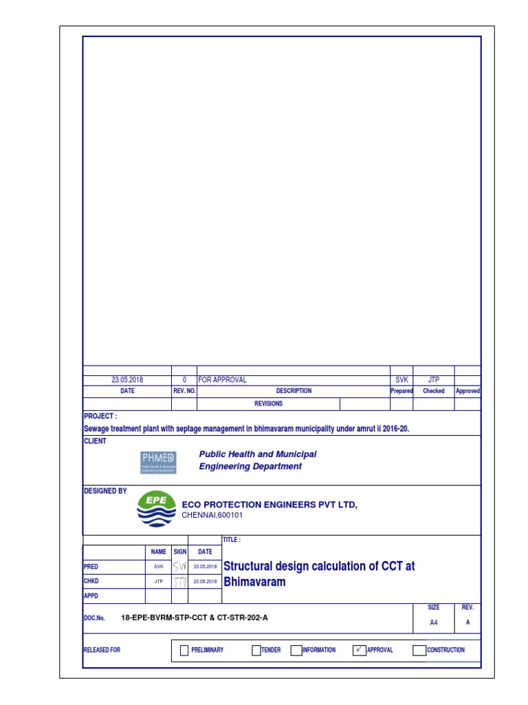 CCT Structural Design for 5MLD STP | PDF | Structural Load | Concrete