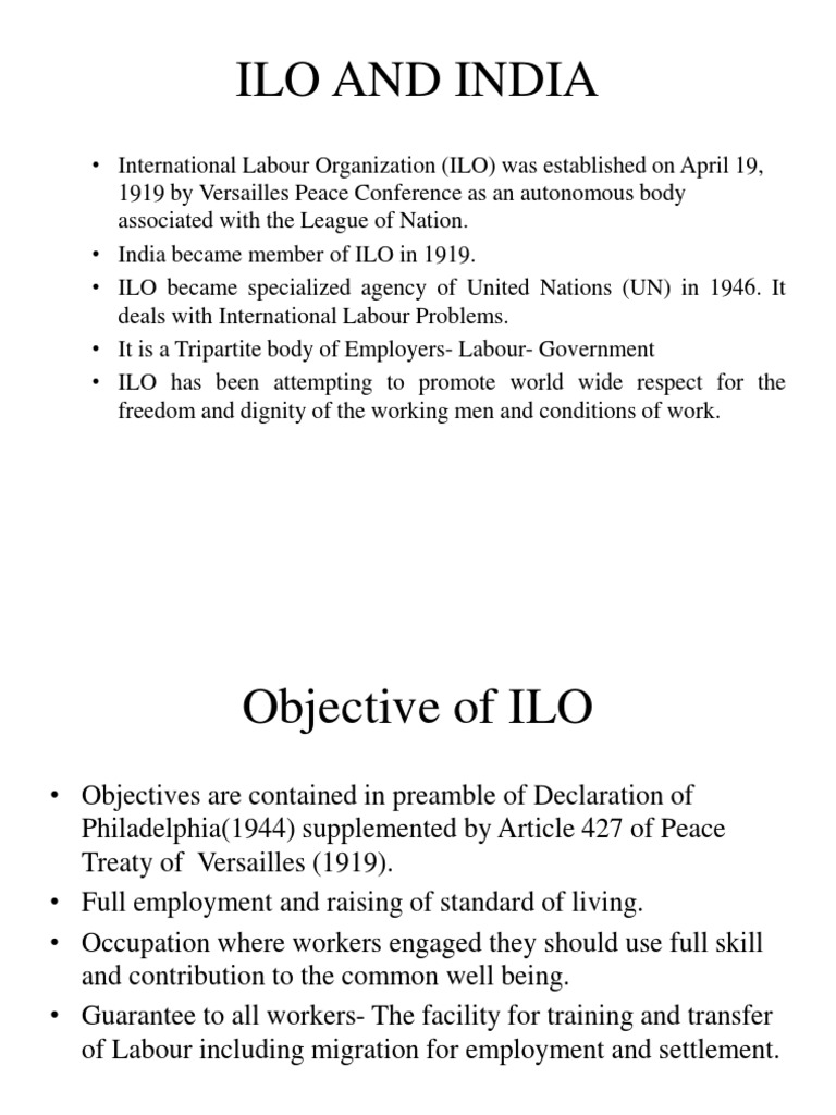 ILO's Role and Objectives in India | PDF | International Labour ...