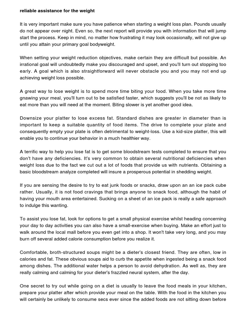 Solid Assistance For A Weight Loss Success Strategy | PDF | Weight Loss ...
