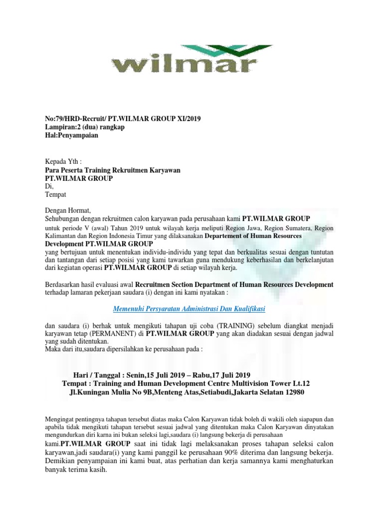 Download 63+ Contoh Surat Lamaran Kerja Wilmar Terbaik Gratis