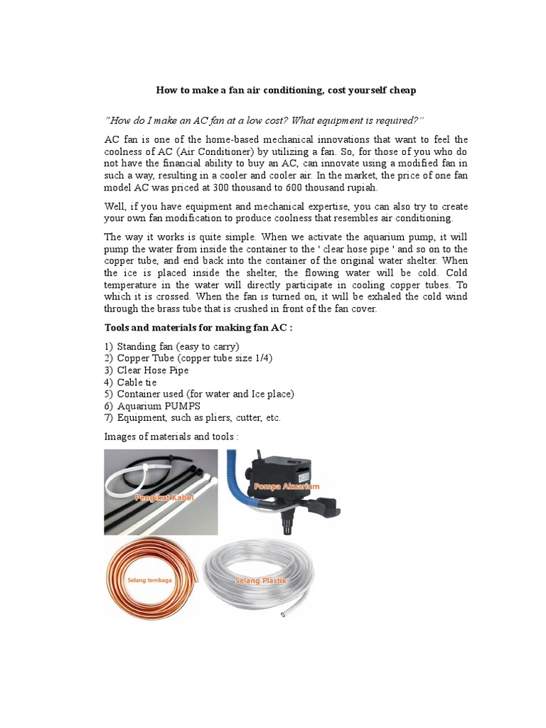 How Do I Make An AC Fan at A Low Cost? What Equipment Is Required? PDF