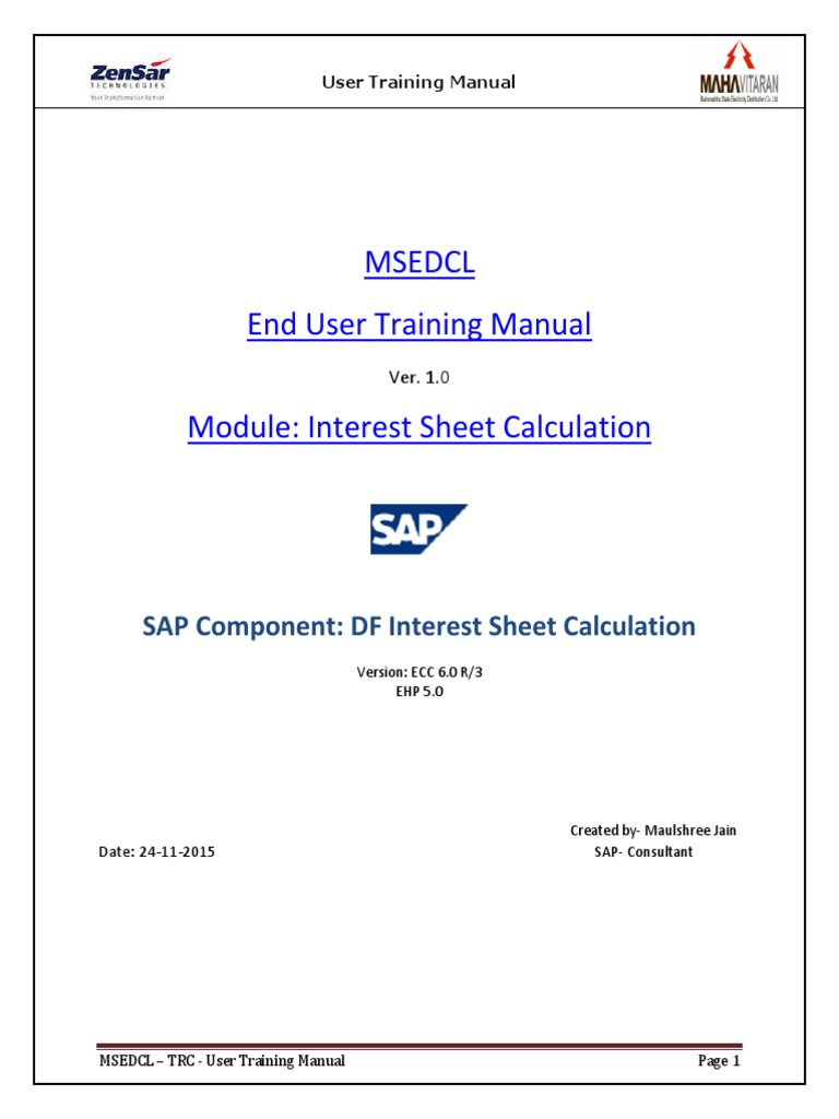MSEDCL SAP Interest Sheet Training Guide | PDF | Graphical User ...