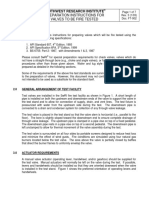 Preparation Instructions For Valves To Be Fire Tested: Southwest Research Institute